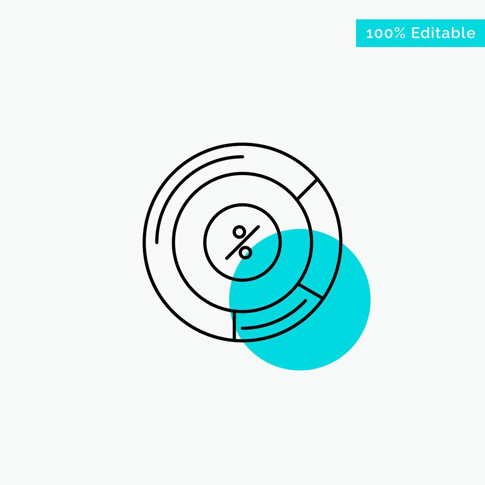 Pie Percentage Chart Share turquoise highlight circle point Vector icon