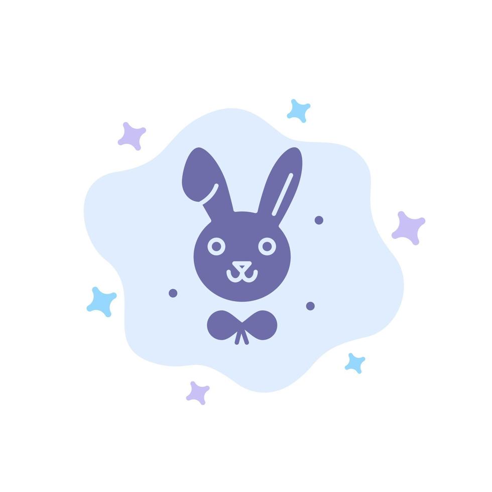 Bunny Easter Rabbit Blue Icon on Abstract Cloud Background vector