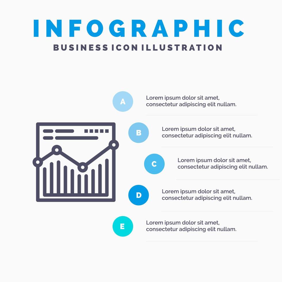 Analysis Web Website Report Blue Infographics Template 5 Steps Vector Line Icon template