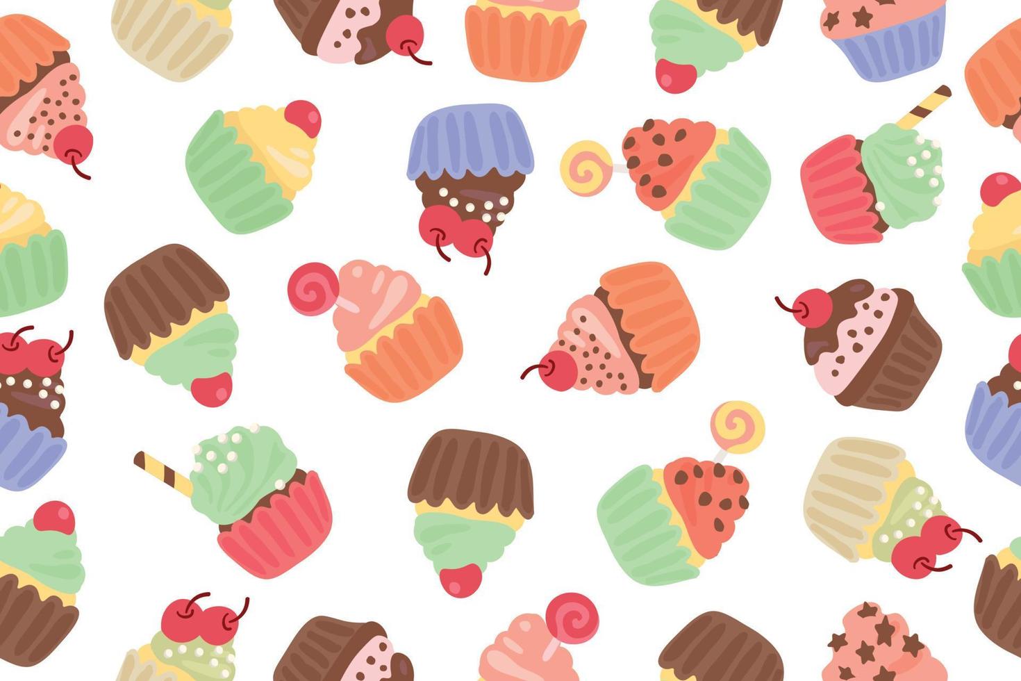 Background of delicious cupcakes. Dessert vector illustration design.