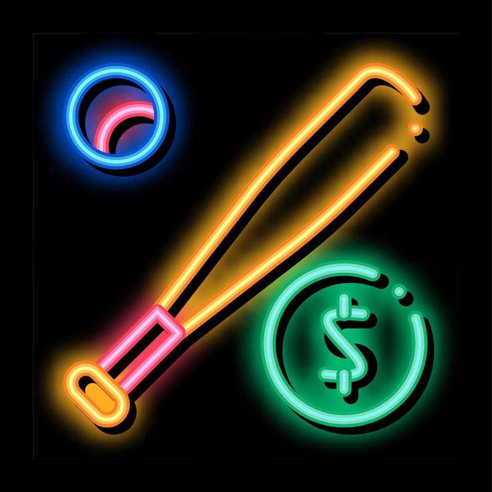 Baseball Bat with Ball Betting neon glow icon illustration vector