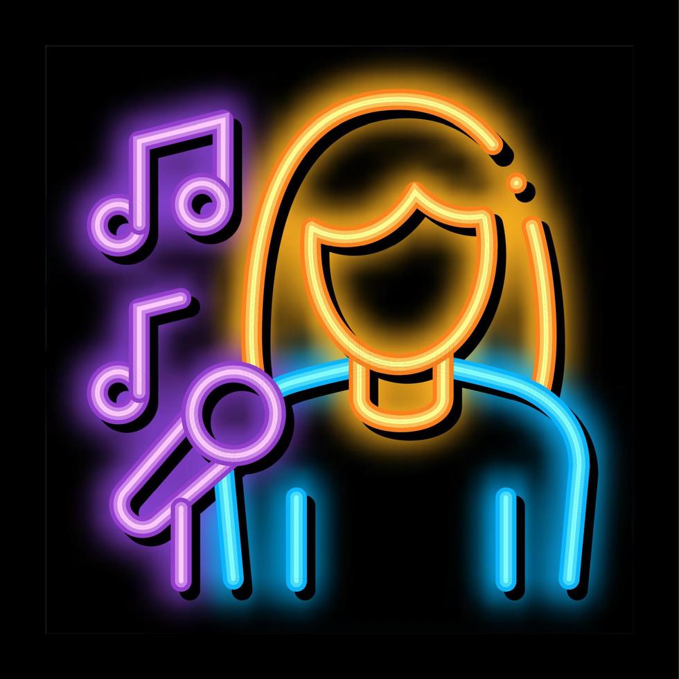 Female Singer With Microphone Sing Recital Vector