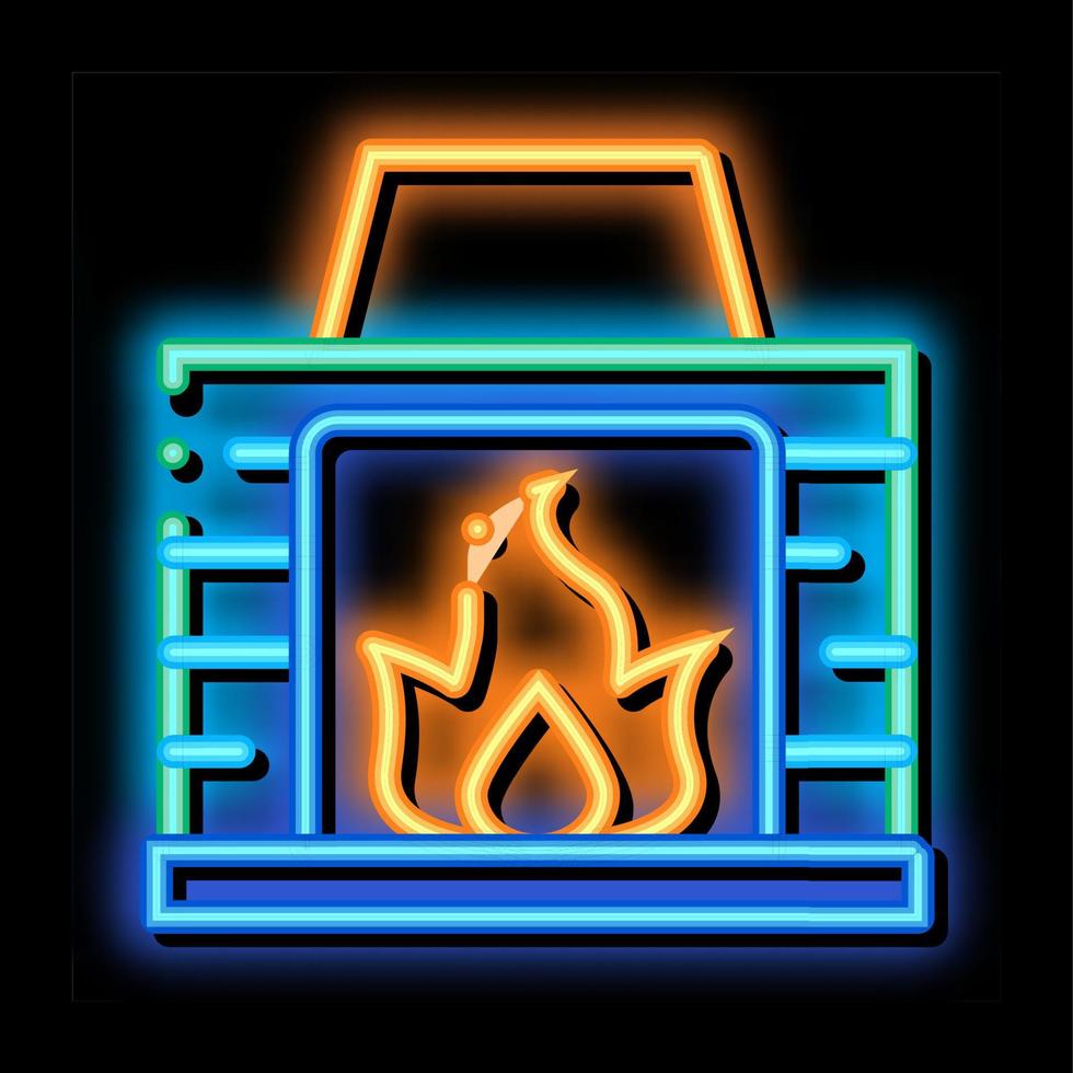 Fireplace With Fire Flame Heating Equipment Vector