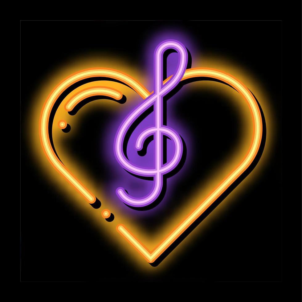 Treble Clef And Heart Song Element neon glow icon illustration vector