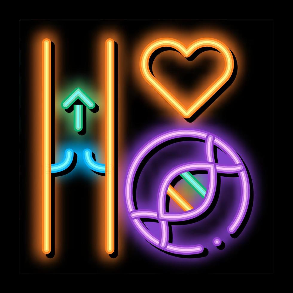 Heart Vaisseau Sanguin Biomaterial neon glow icon illustration vector