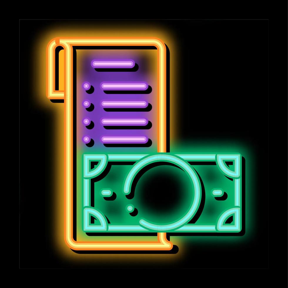Invoice Check List And Money Dollar neon glow icon illustration vector