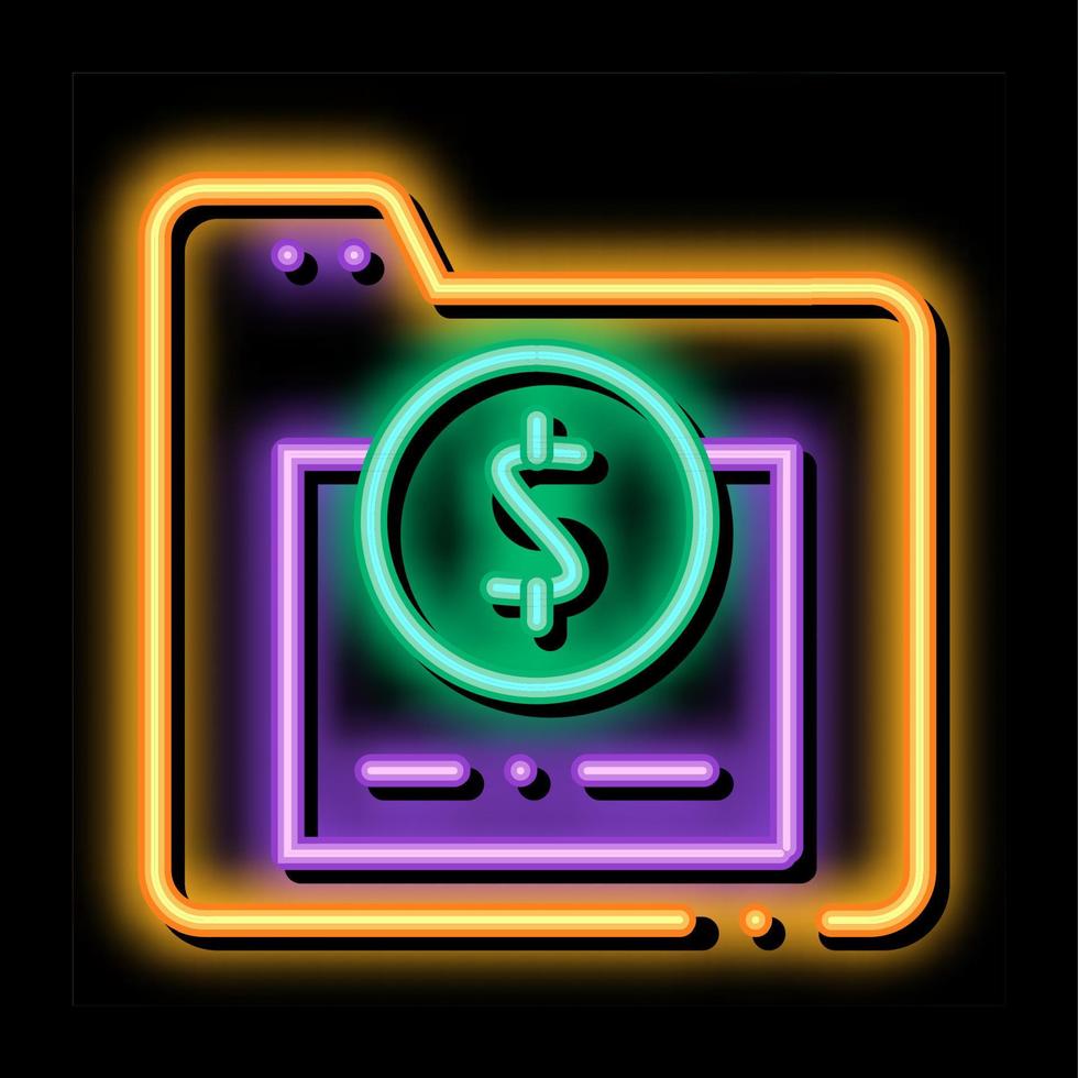 Financial Electronic Computer Folder neon glow icon illustration vector