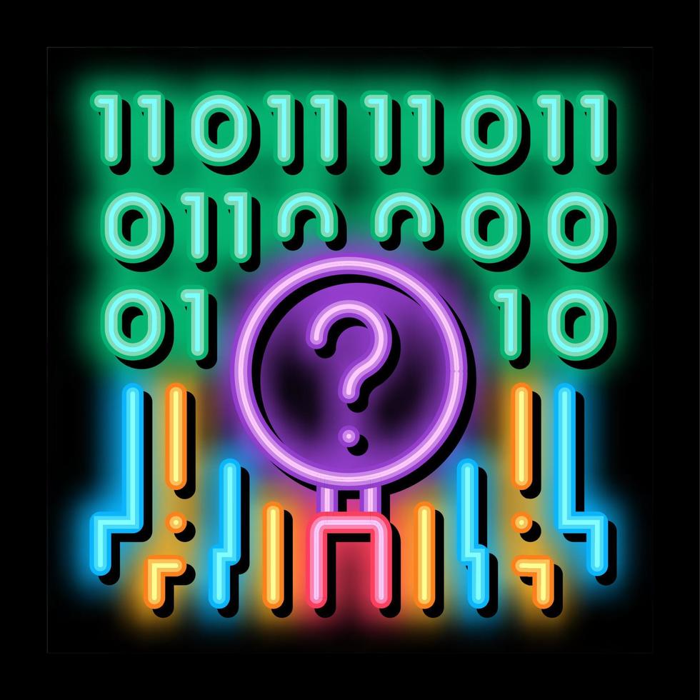 digital code researcher neon glow icon illustration vector