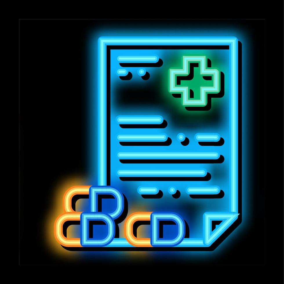 Recipe of Drugs Supplements neon glow icon illustration vector