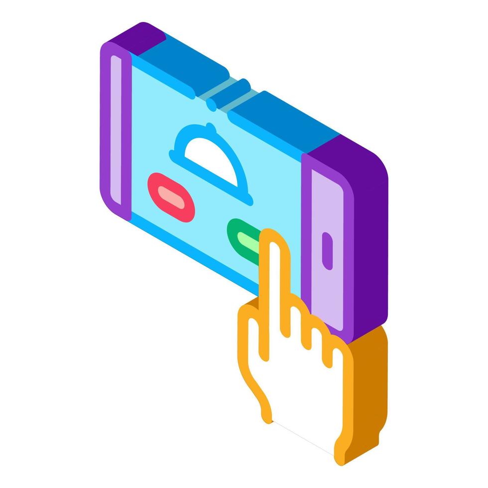 food delivery phone app isometric icon vector illustration