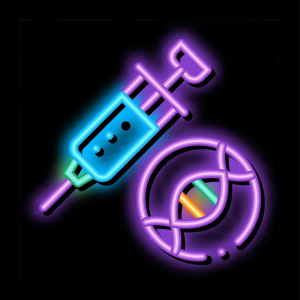 Syringe Injection Vaccine Biomaterial neon glow icon illustration vector