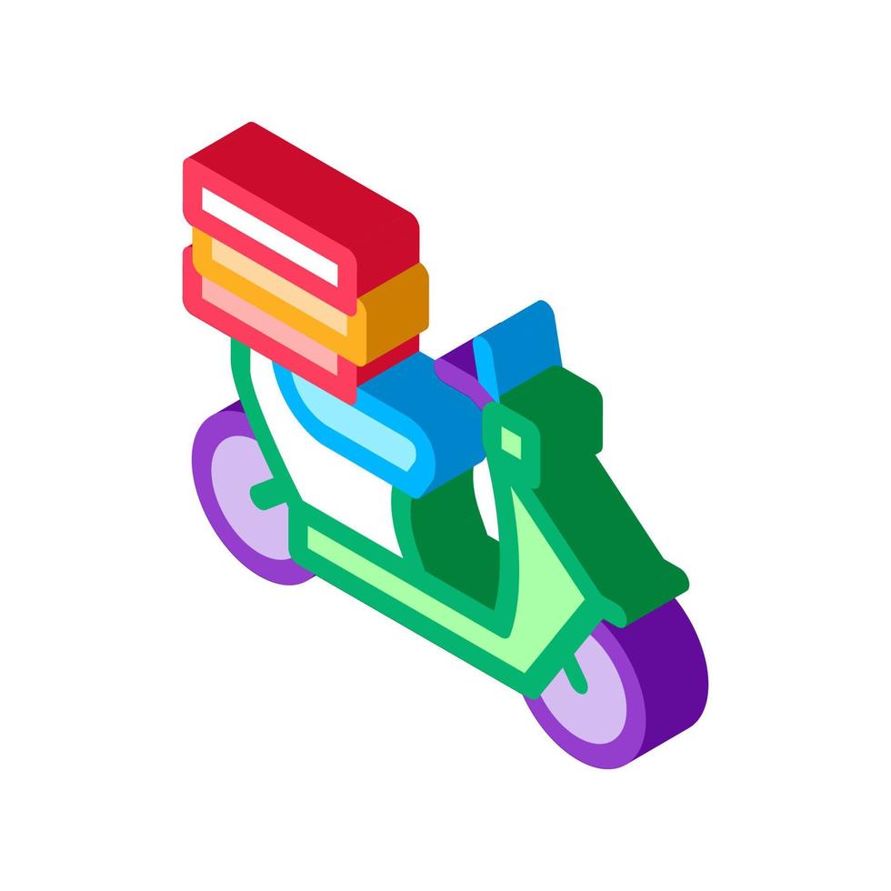 food delivery motorcycle isometric icon vector illustration