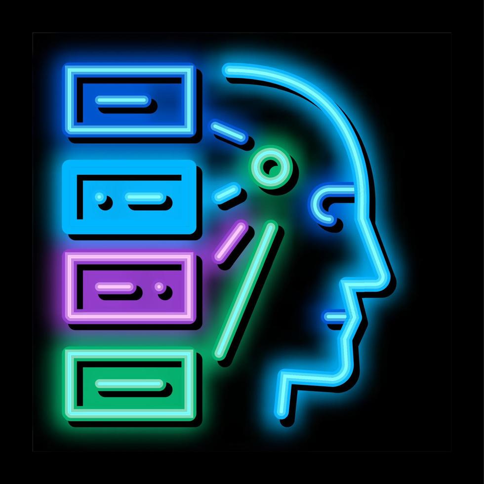 algorithm machine learning neon glow icon illustration vector