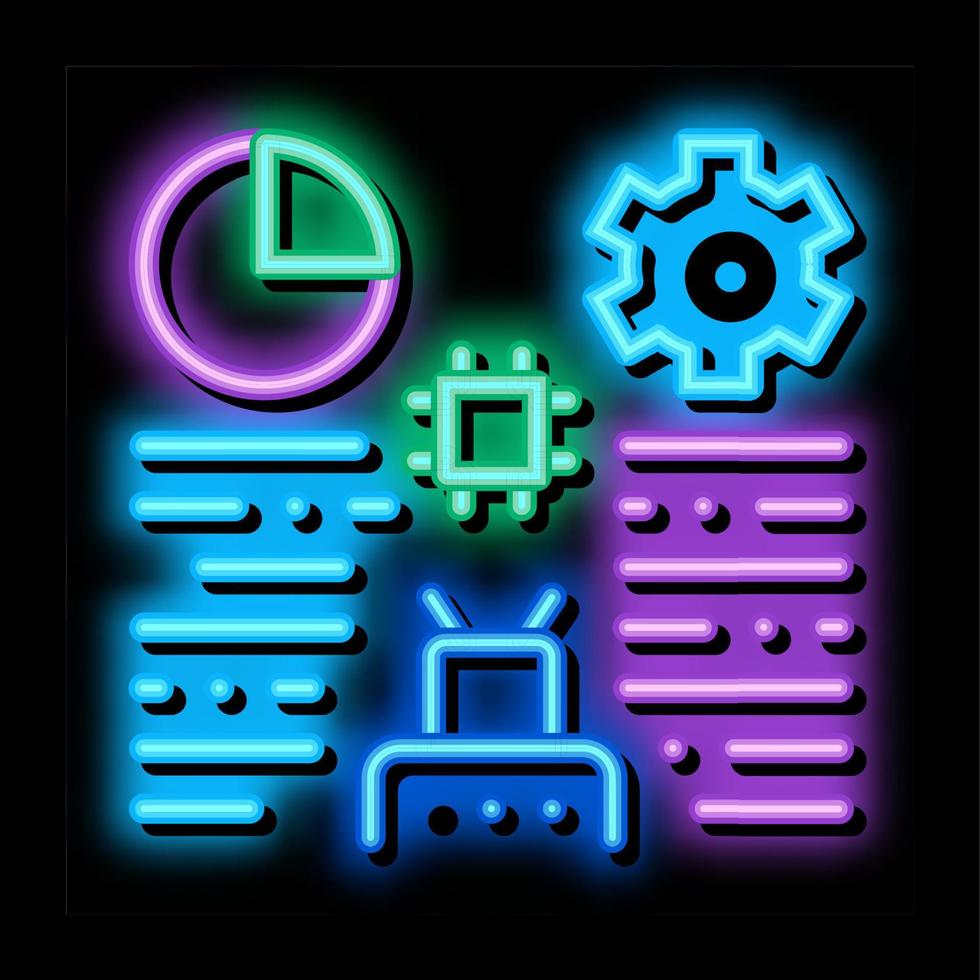 robot machine learning neon glow icon illustration vector