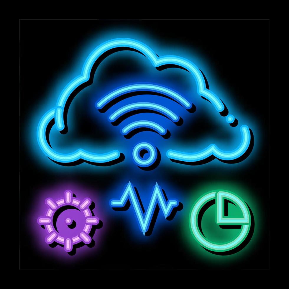 cloud computing and machine learning neon glow icon illustration vector