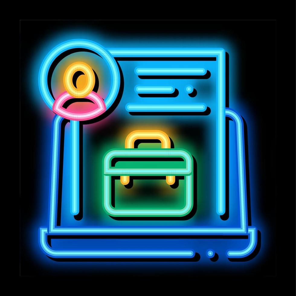 business case or cv identity neon glow icon illustration vector