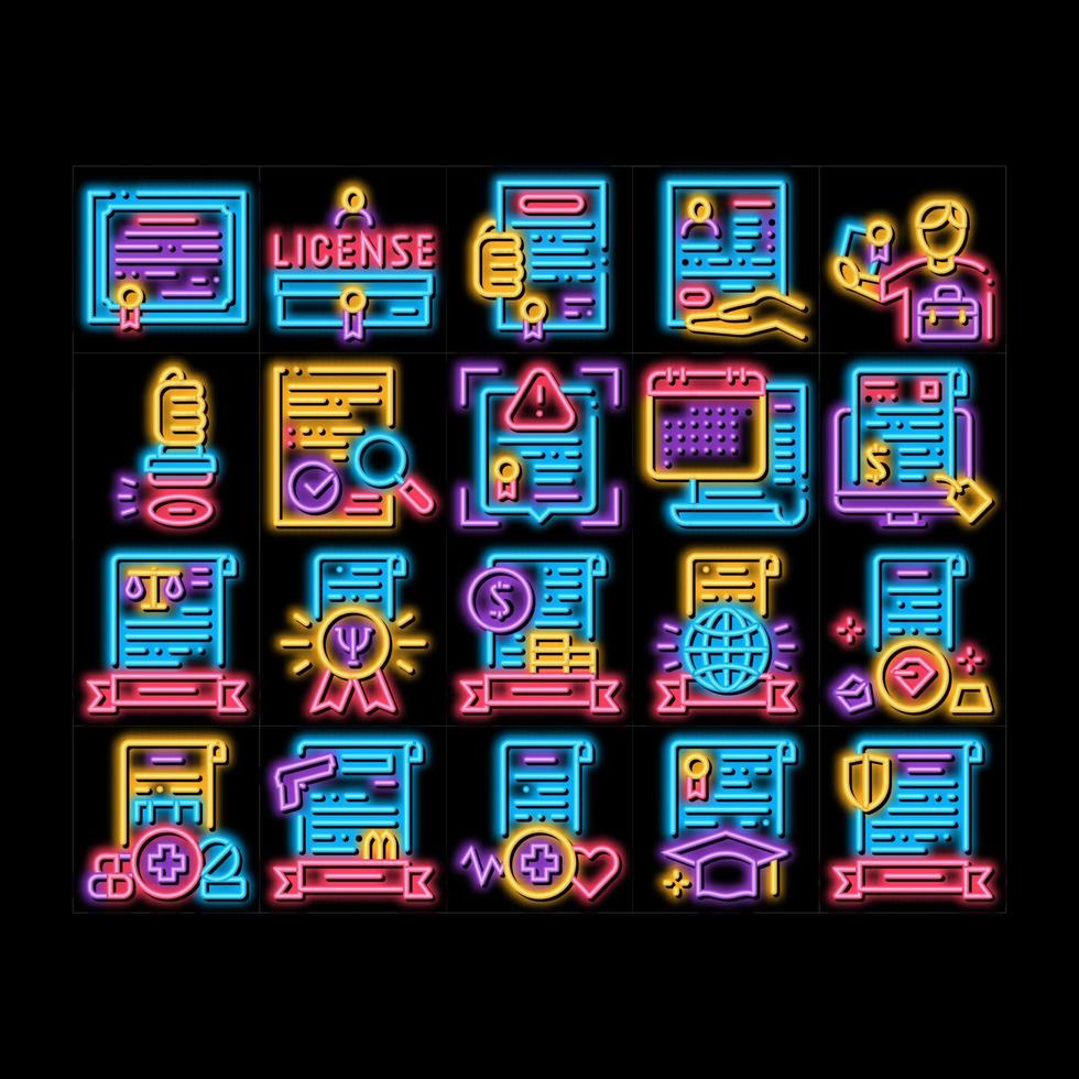 License Certificate neon glow icon illustration vector