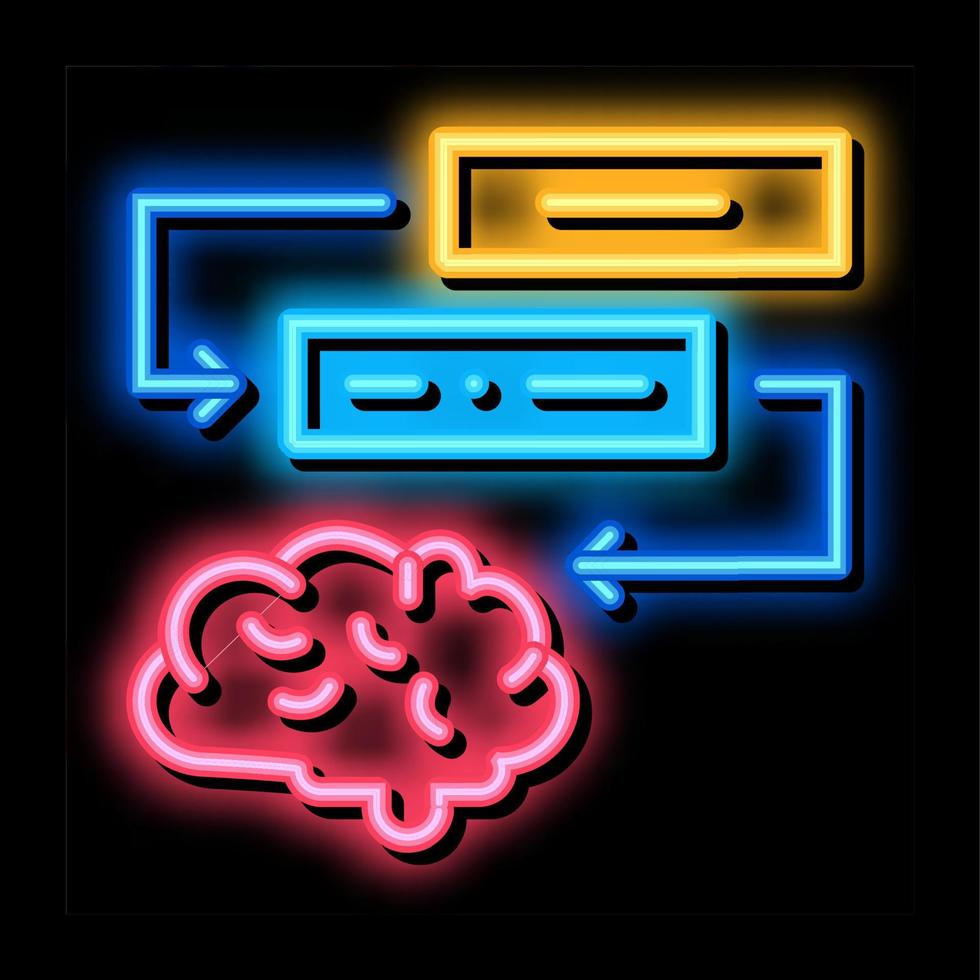 thinking tasks administrator neon glow icon illustration vector