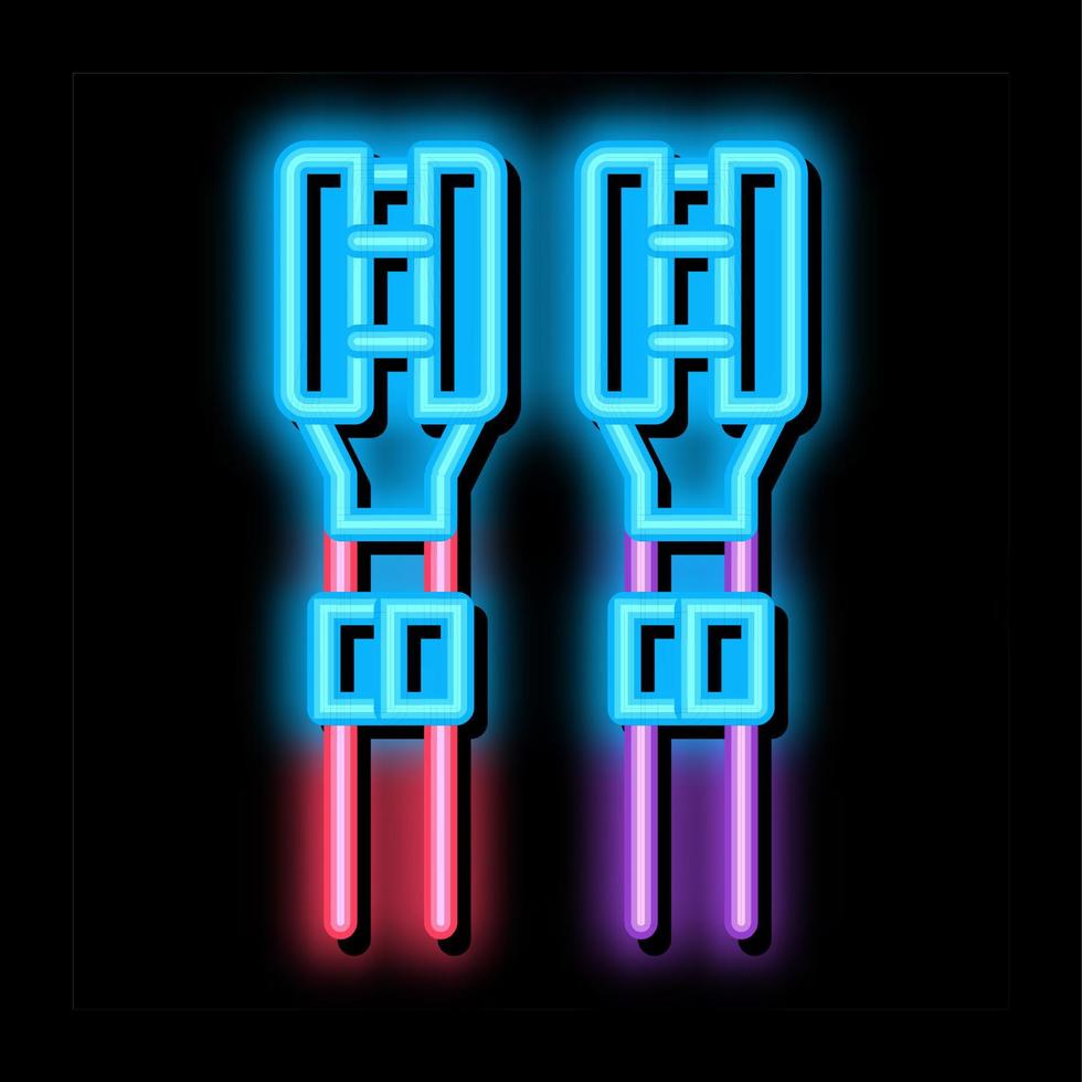 electrical cables with contacts neon glow icon illustration vector