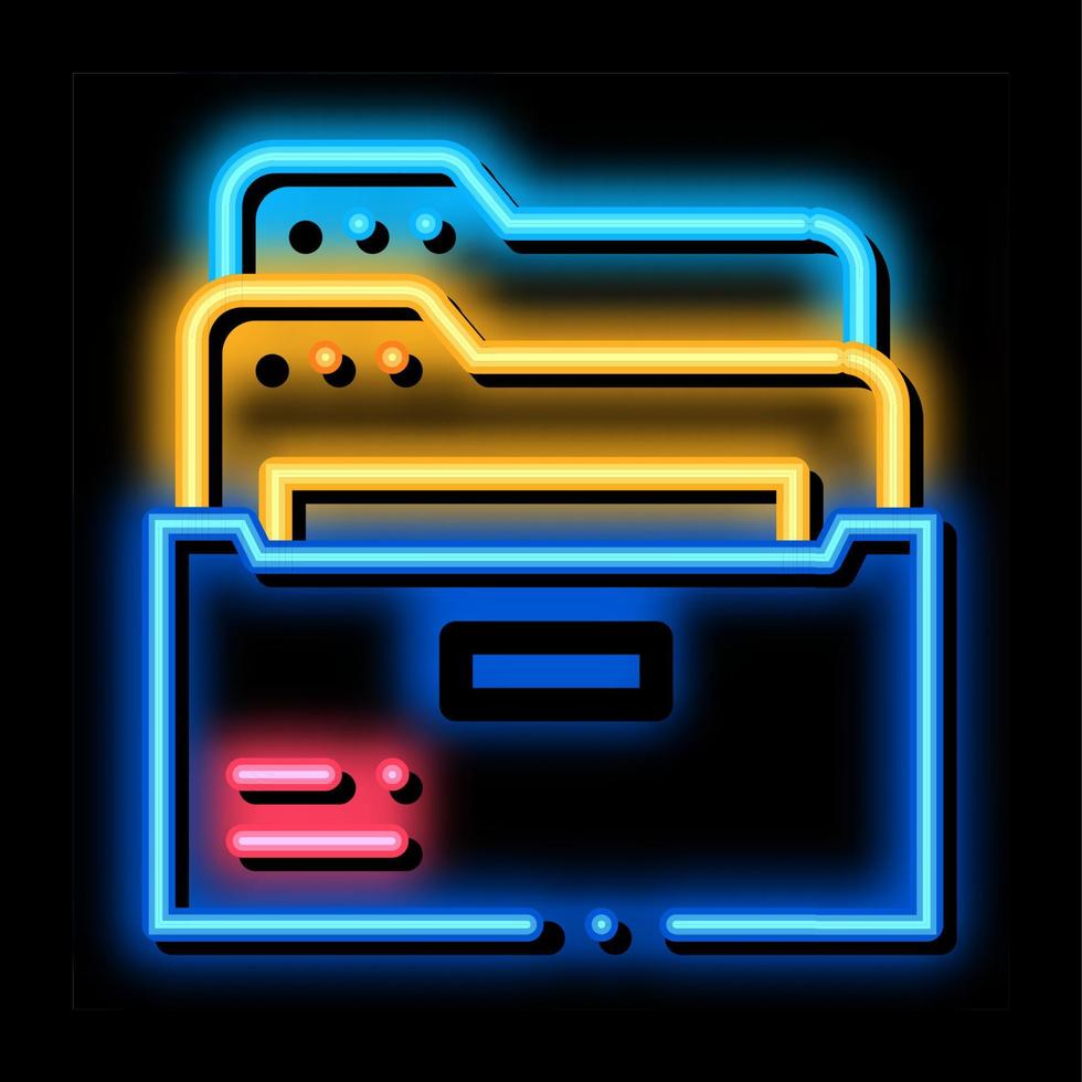 archive folders of administrator neon glow icon illustration vector
