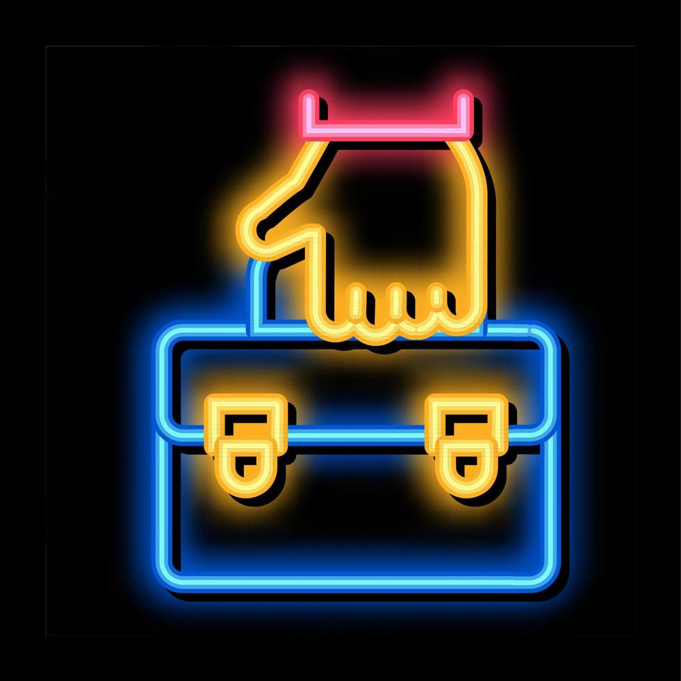 holding case administrator neon glow icon illustration vector