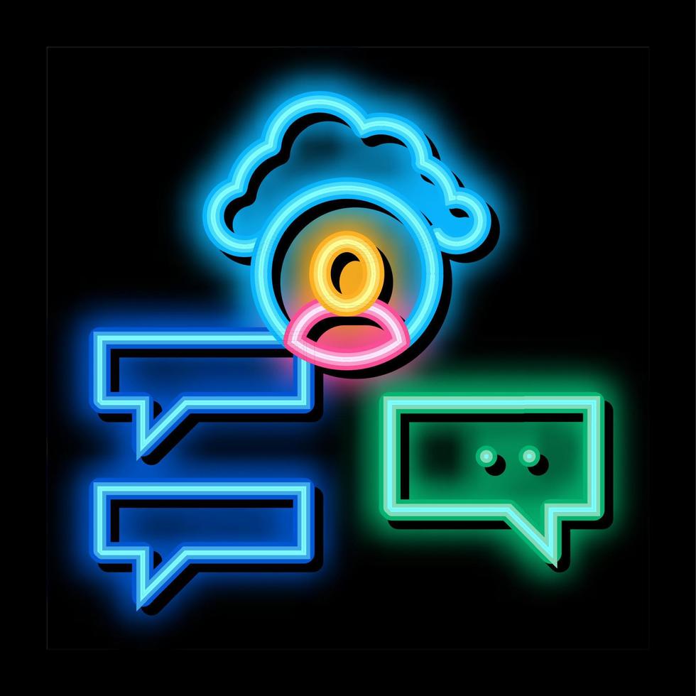 cloud storage and sms identity neon glow icon illustration vector