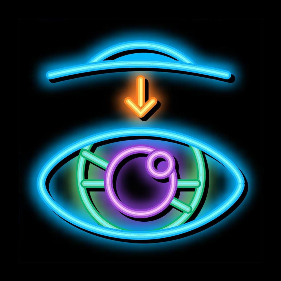 Information Chip On Hand Biomaterial neon glow icon illustration vector