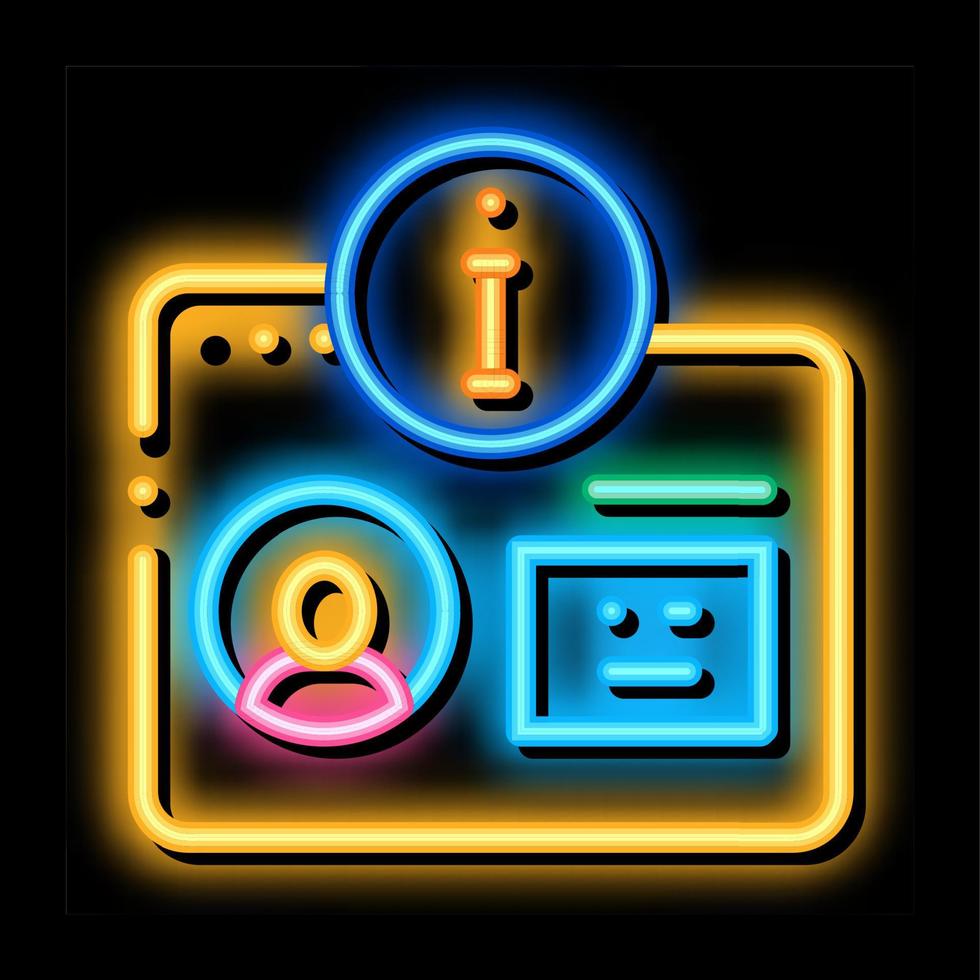 user information for identity neon glow icon illustration vector