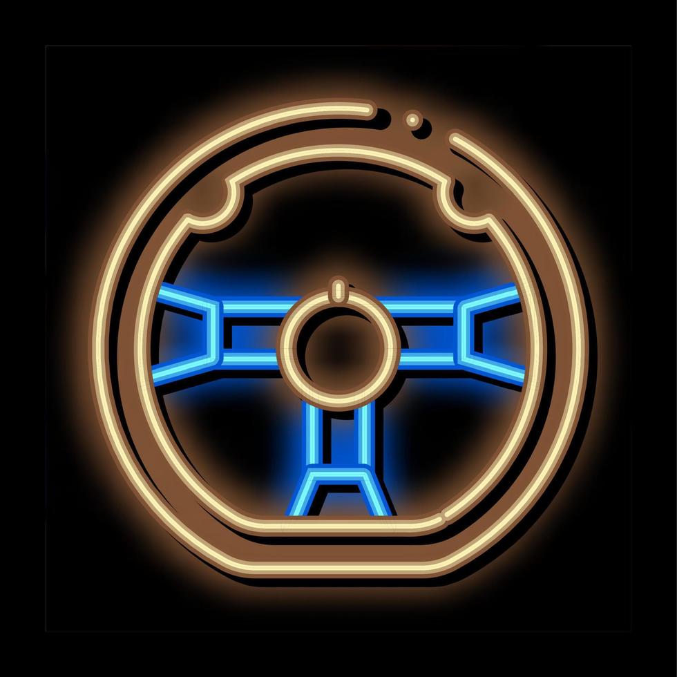 steering wheel neon glow icon illustration vector