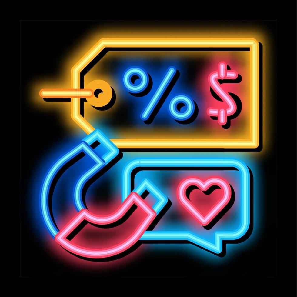 product price discount neon glow icon illustration vector