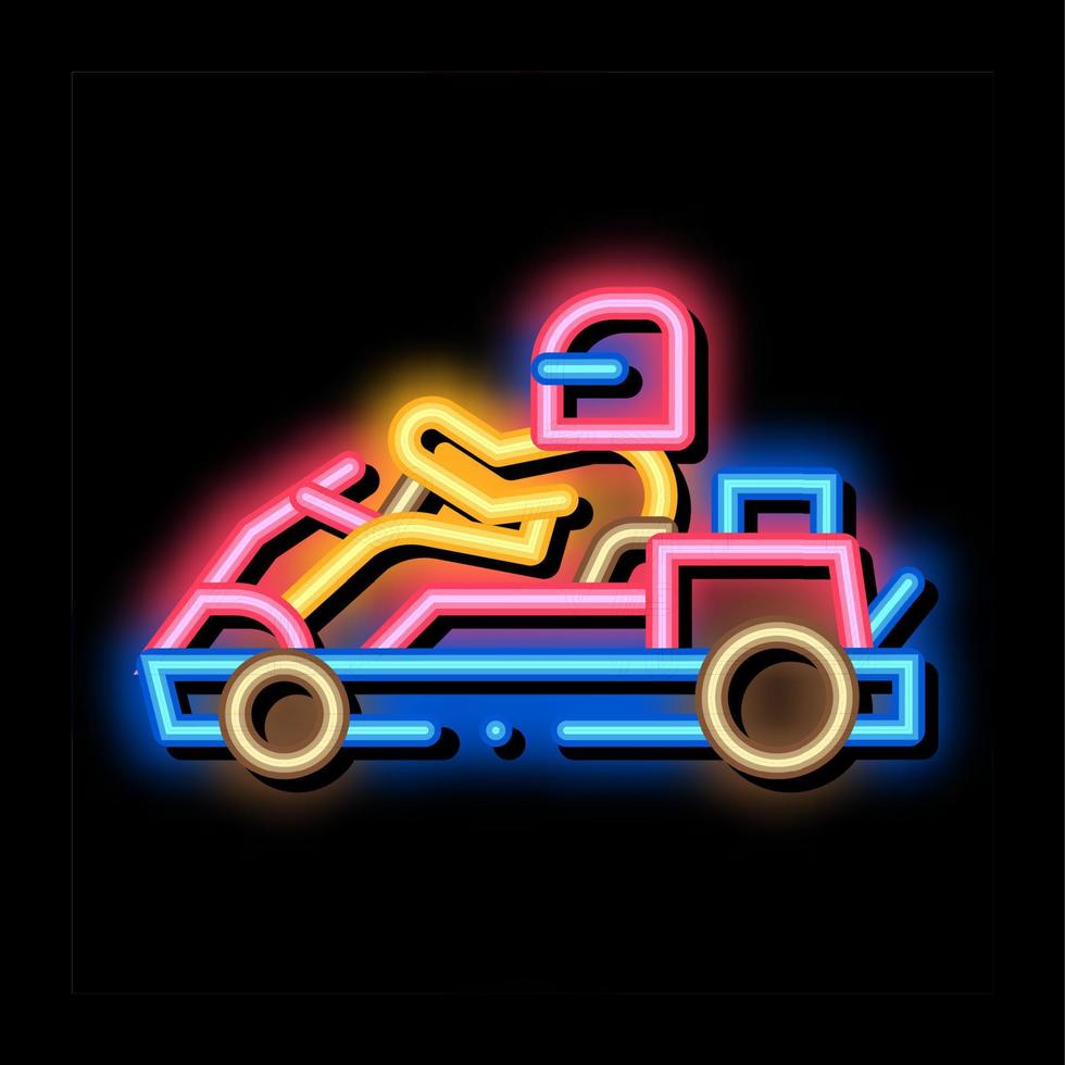driver driving kart neon glow icon illustration vector