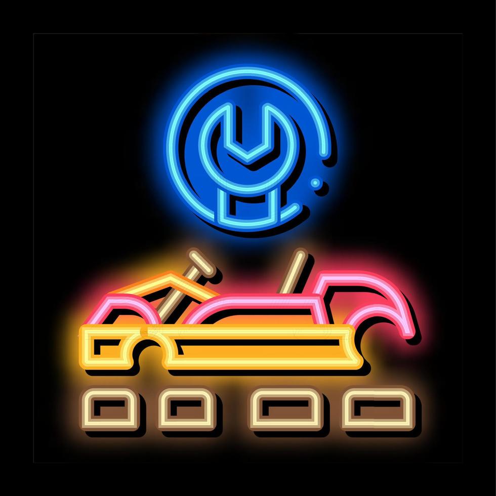 repair kart neon glow icon illustration vector