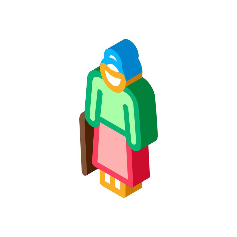 Old Woman Stick isometric icon vector illustration