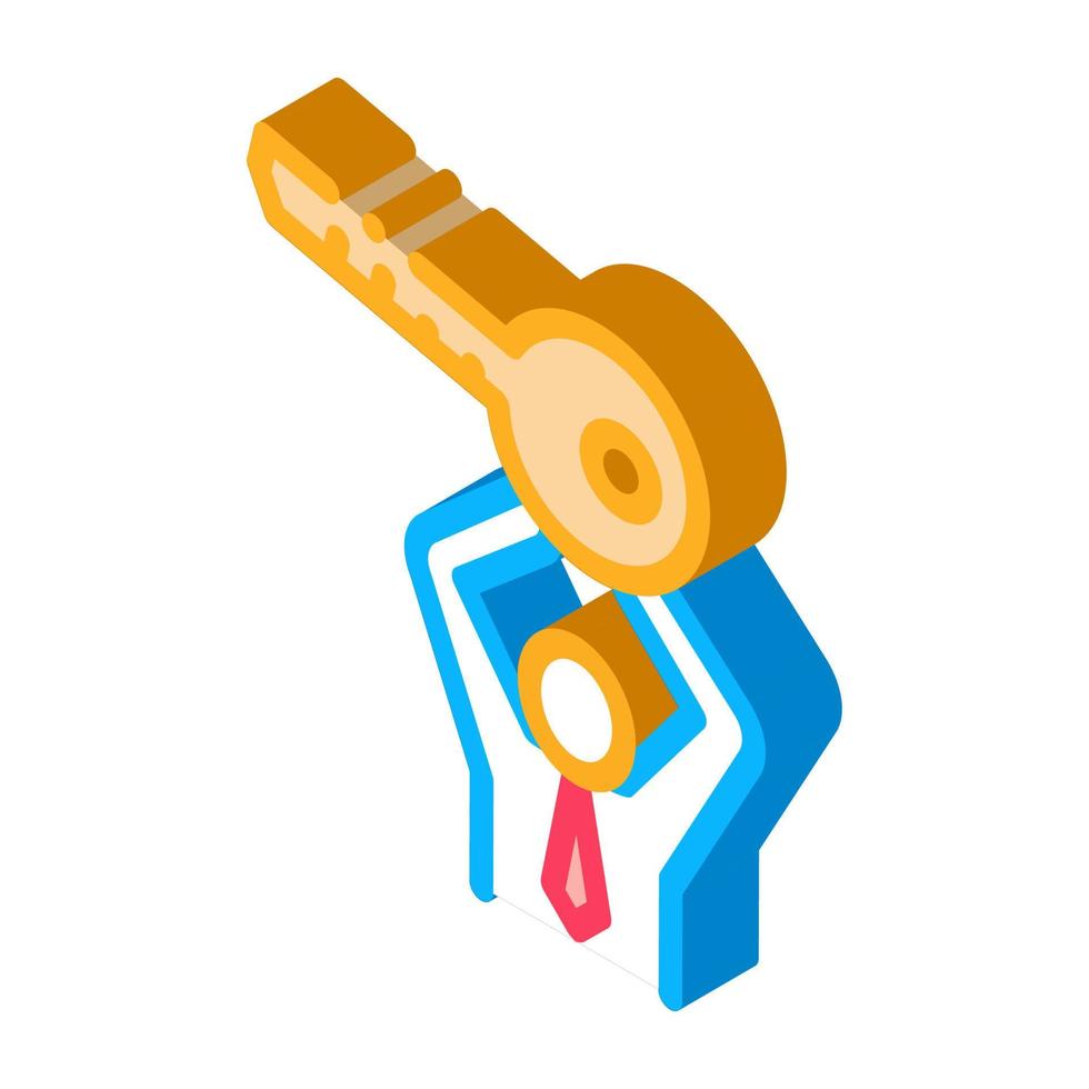 Man Holding Key isometric icon vector illustration