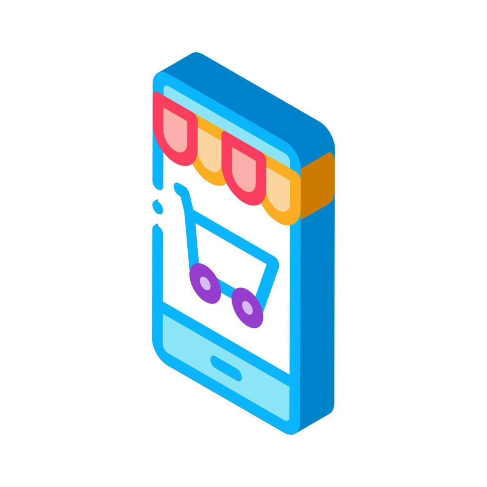 Shop Application isometric icon vector illustration