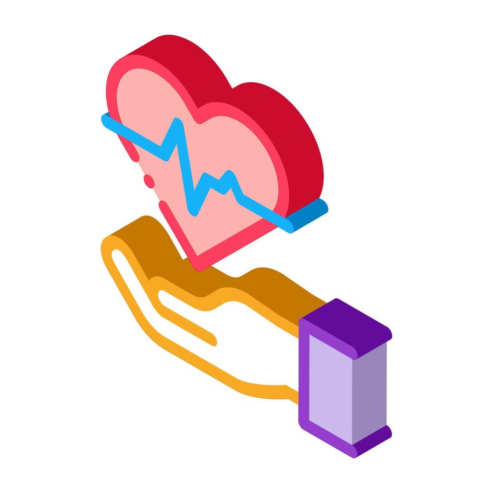 asimiento de la mano corazón icono isométrico ilustración vectorial vector