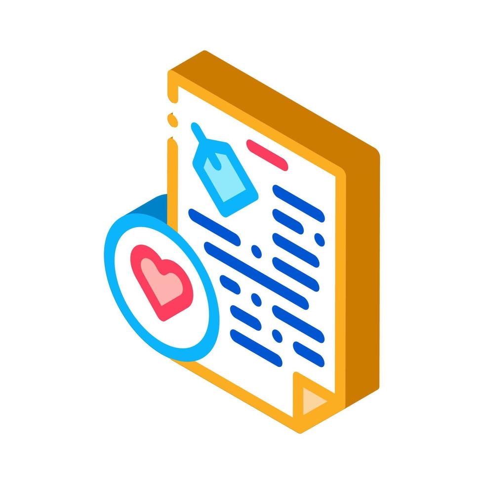 Document Heart isometric icon vector illustration