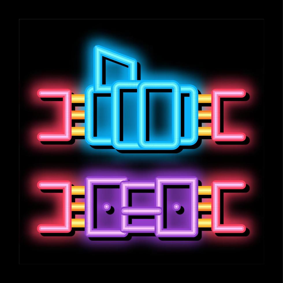 connected optical fiber neon glow icon illustration vector