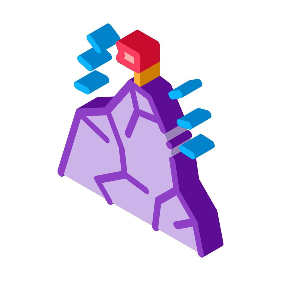 Flag On Mountain isometric icon vector illustration