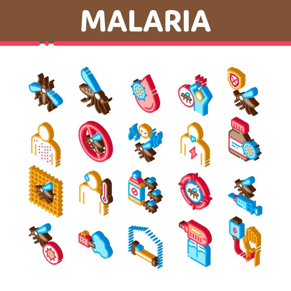 Malaria Illness Dengue Isometric Icons Set Vector