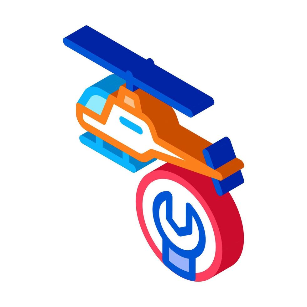 Helicopter Wrench isometric icon vector illustration