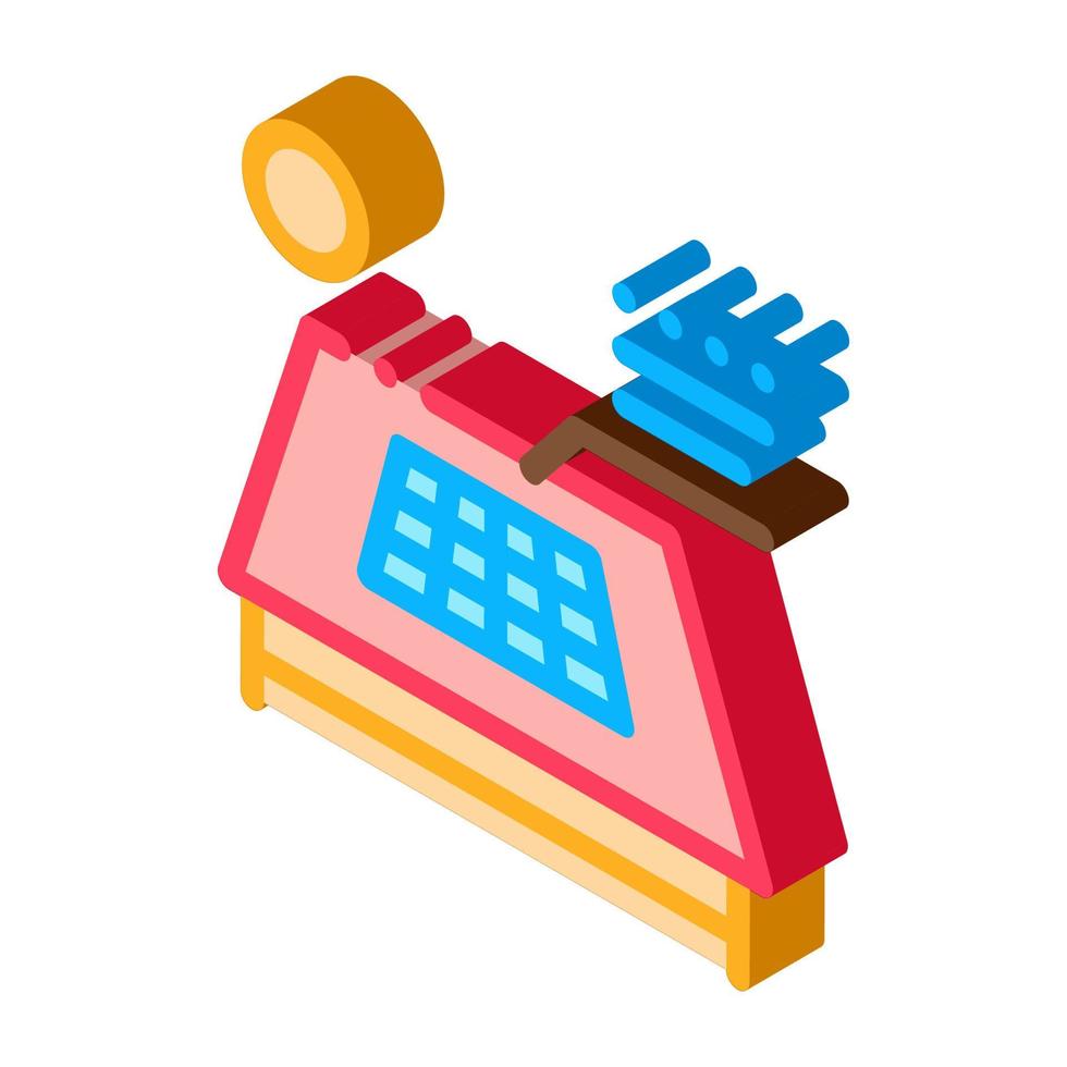 solar battery on roof isometric icon vector illustration
