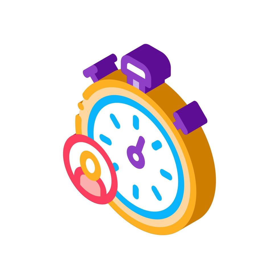 Stopwatch Human isometric icon vector illustration