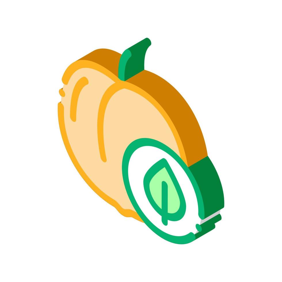 Peach Fruit Leaf isometric icon vector illustration