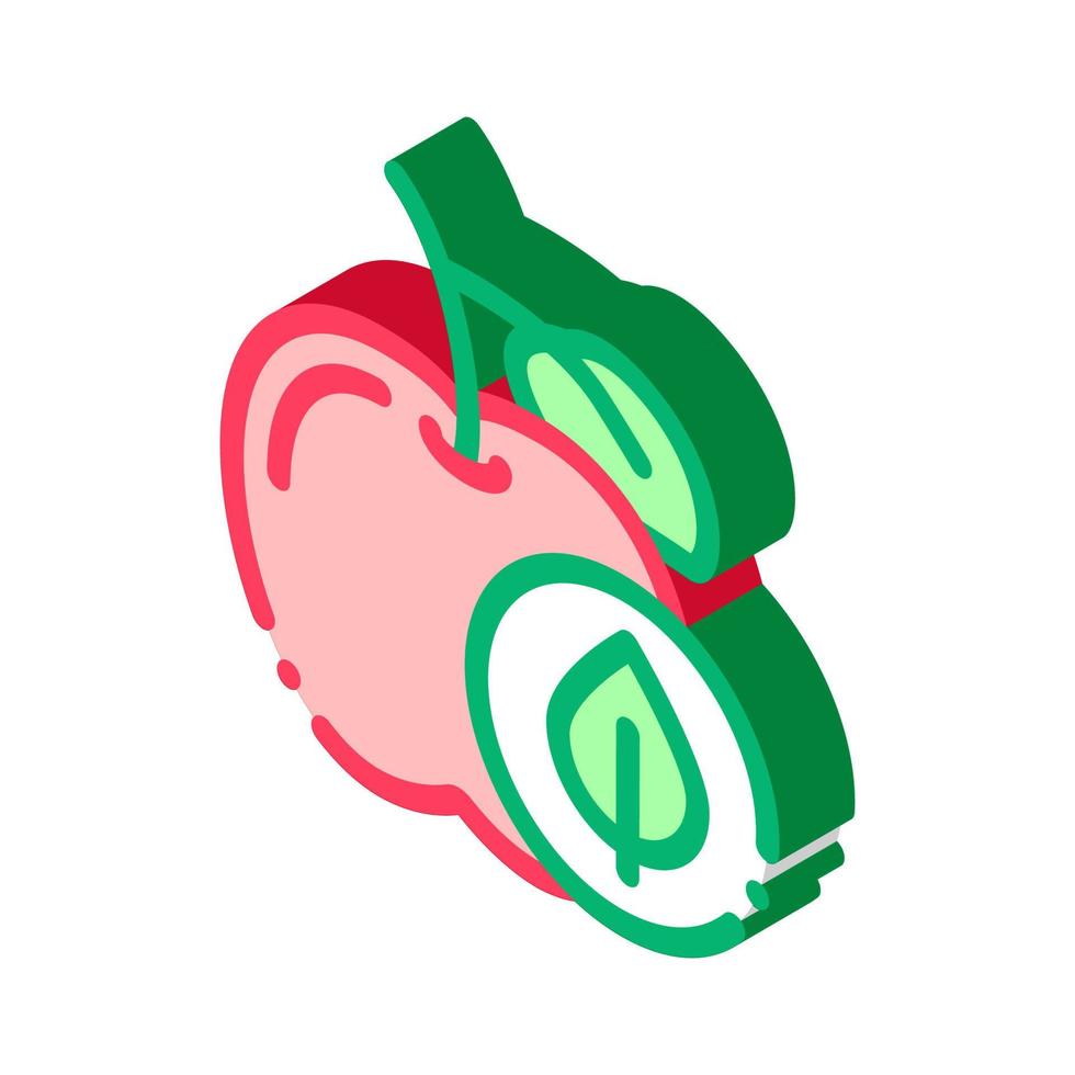 Ilustración de vector de icono isométrico de hoja de fruta de manzana