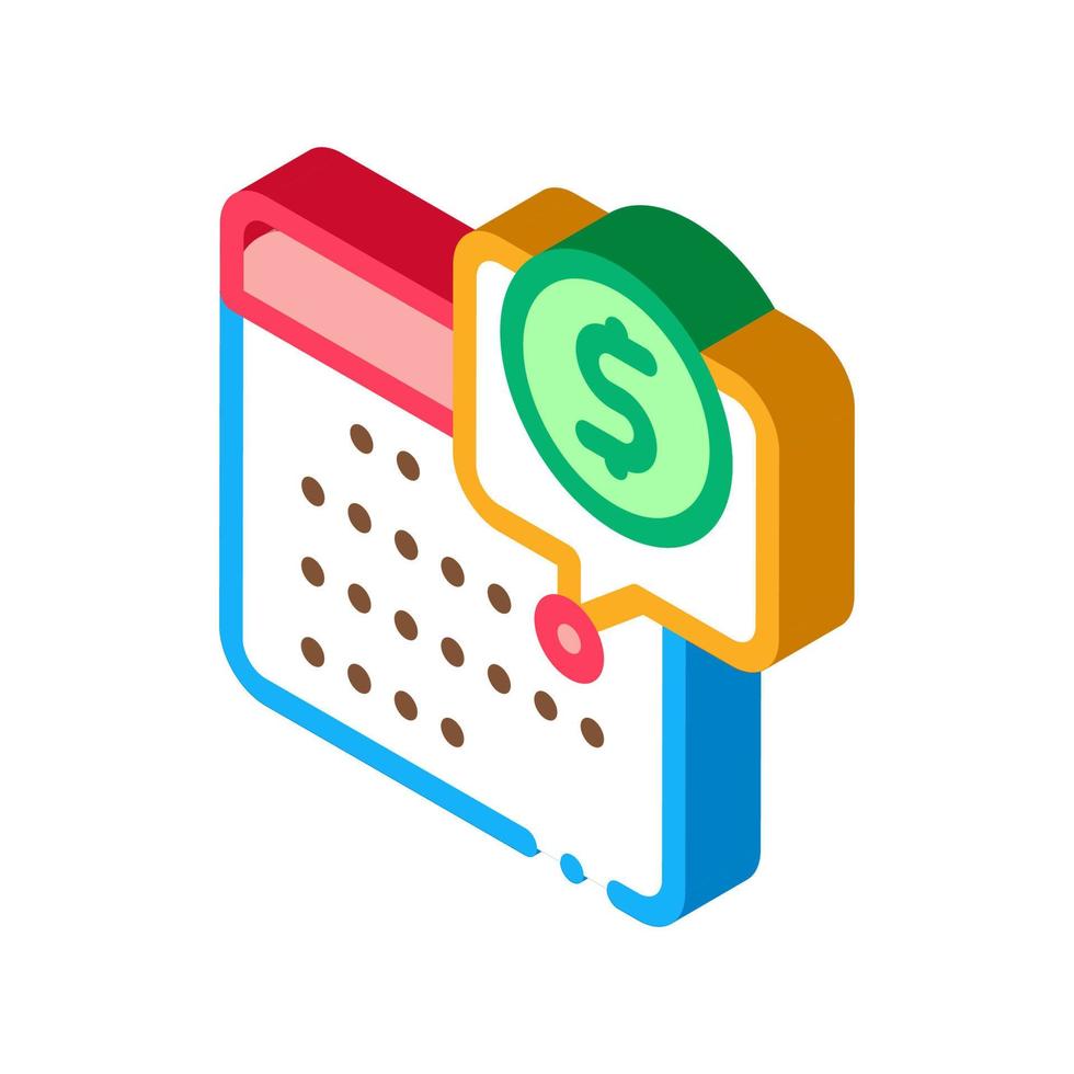 Calendar Coin isometric icon vector illustration