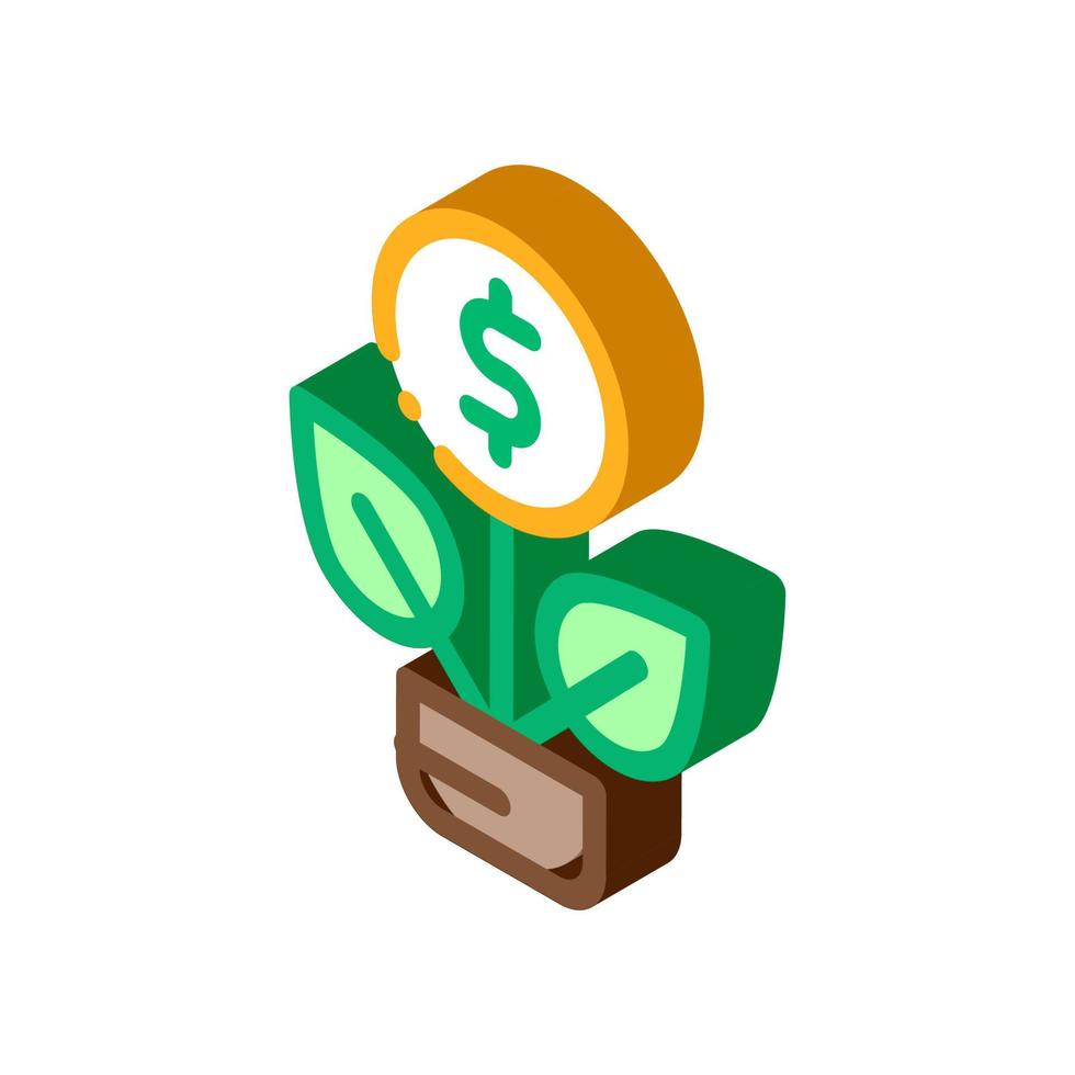 Plant Grow Coin isometric icon vector illustration