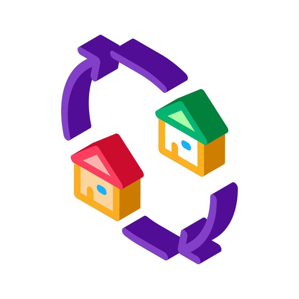 houses exchange isometric icon vector illustration