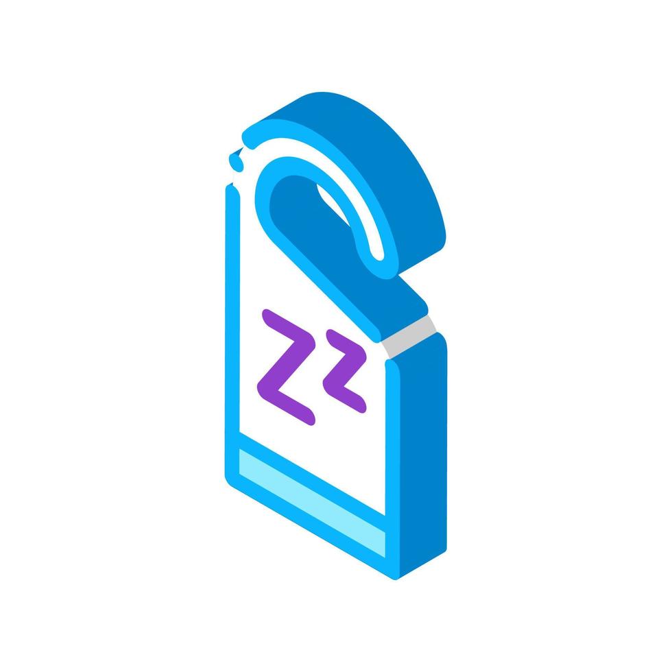 Hotel Handle Label Zzz isometric icon vector illustration