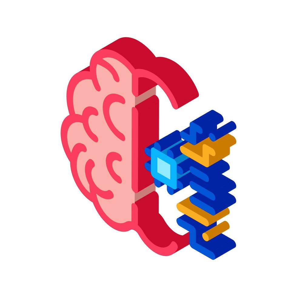 Ai Brain Chip isometric icon vector illustration